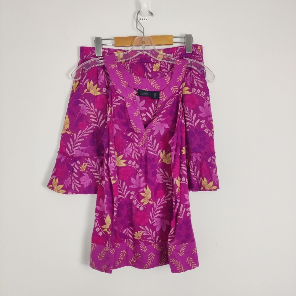 Rachel Roy Women's Mini Skirt and Tank Top Blouse Set in Pink 100% Cotton Floral